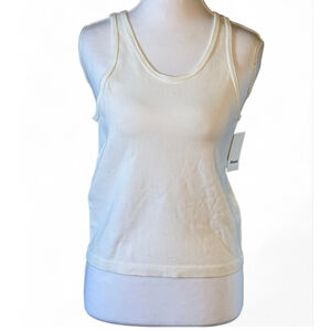 Abound White Ribbed Tank Top XL NWT Fitted Stretch Neutral Basic